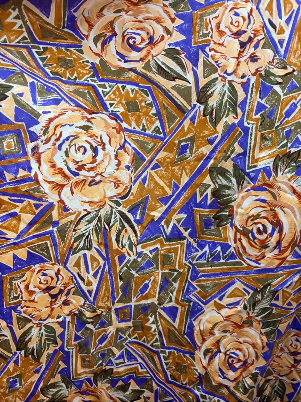 100% Silk fabric - 1.4 yards - 44” width - Floral Geometric